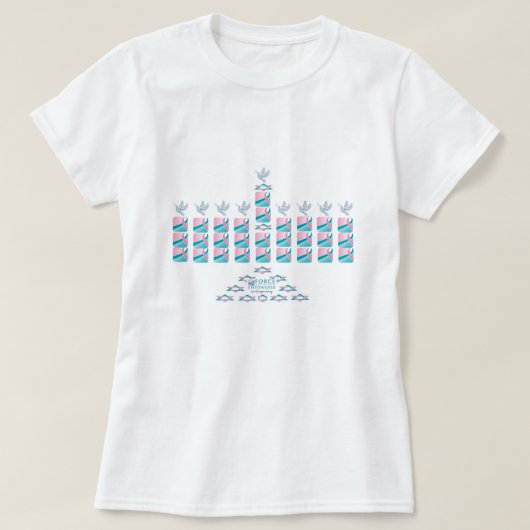 T-shirt MENORAH-Rose et Teal ! (Design devant)