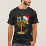 T-shirt Menorah Santa Hat Chanukah Hanoukka Christa juif<br><div class="desc">Menorah Santa Hat Chanukah Hanoukka Pajama de Noël juif.</div>