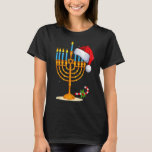 T-shirt Menorah Santa Hat Chanukah Hanoukka Christa juif<br><div class="desc">Minorah Santa Hat Chanukah Hanoukka Pajama de Noël juif</div>