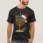 T-shirt Menorah Santa Hat Chanukah Hanoukka Christa juif<br><div class="desc">Menorah Santa Hat Chanukah Hanoukka Pyjama de Noël juif 2.</div>