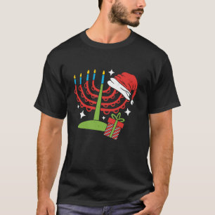 T-shirt Menorah Santa Hat Hanoukka Noël Chrisme juif
