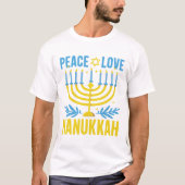 T-shirt Menorah Star de David Bleu Jaune Blanc (Devant)
