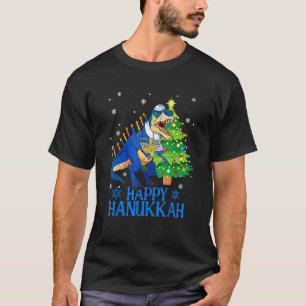 T-shirt Menorasaurus Cute Rex Dinosaur Arbre de Noël Happ