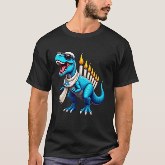 T-shirt Menorasaurus Dinosaur Menorah Hanoukka Juifs enfan (Devant)