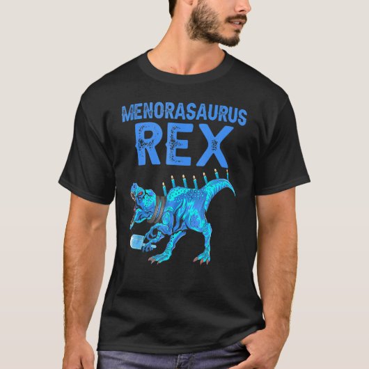T-shirt Menorasaurus Rex Dinosaur Rex Hanoukka Menora Pun (Devant)