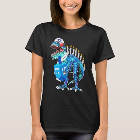 T-shirt Menorasaurus Rex Dinosaur Rex Hanukkah For Boys K (Devant)