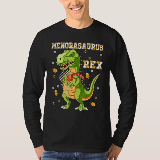 T-shirt Menorasaurus Rex Dinosaur Rex Hanukkah Menora Pun (Devant)