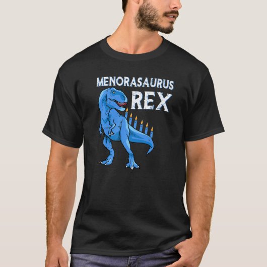 T-shirt Menorasaurus Rex  Dinosaur Rex Hanukkah Menora Pun (Devant)