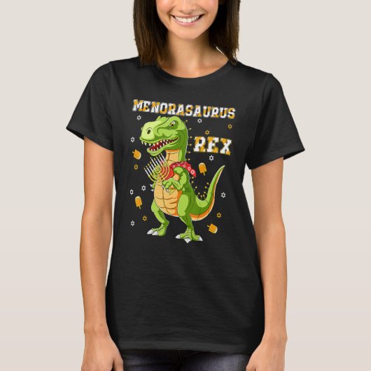 T-shirt Menorasaurus Rex Dinosaur Rex Hanukkah Menora Pun (Devant)