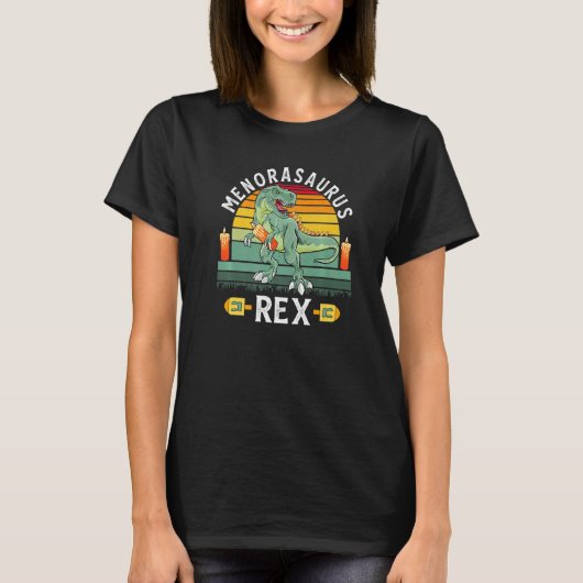 T-shirt Menorasaurus Rex Dinosaur Rex Hanukkah Menora Pun (Devant)