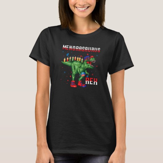 T-shirt Menorasaurus Rex Dinosaur Rex Hanukkah Menora Pun (Devant)