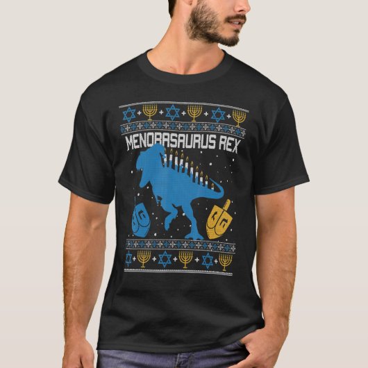 T-shirt Menorasaurus Rex Dinosaur T Rex Hanoukka Menorah B (Devant)