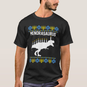 T-shirt Menorasaurus Rex Pour Enfants Hanoukka Dinosaur Ju