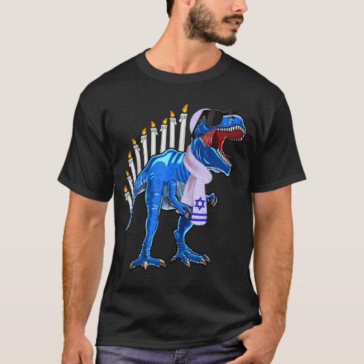 T-shirt Menorasaurus Rex Shirt T Rex Dinosaur Hanukkah Gif (Devant)