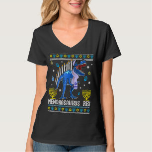 T-shirt Menorasaurus Rex Trex Menorah Ugly Hanoukka Chanuk