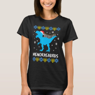 T-shirt Menorasaurus Rex Ugly Hanoukka Sweater Dinosaur Re