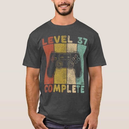 T-shirt Mens 37th Birthday Men Gaming Level 37 Complete bo (Devant)