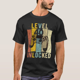 T-shirt Mens 40e Anniversaire Niveau 40 Jeu vidéo déverrou