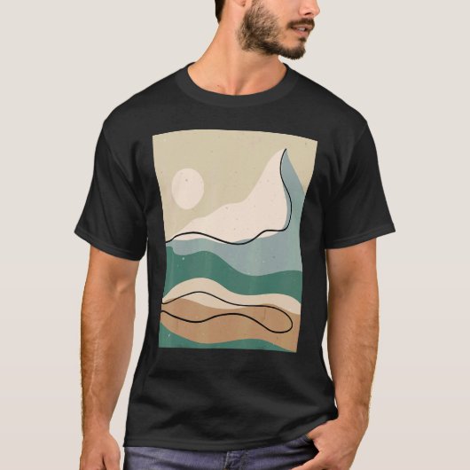 T-shirt Mens Abstract Mountains Landscape Nature Sky Minim (Devant)