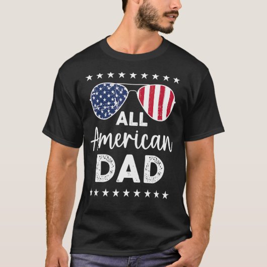 T-shirt Mens All American Papa Us Drapeau Lunettes De Sole (Devant)