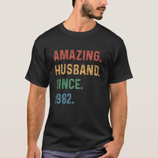 T-shirt Mens Amazing Husband Since 1982 - 41st Year Weddin (Devant)