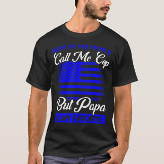 T-shirt Mens American Flag Cop Mais Papa Est Mon Pol Préfé