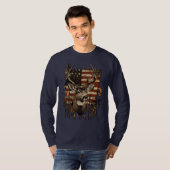 T-shirt Men's American Flag Deer Hunting Tee, Long Sleeves (Devant entier)