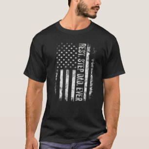T-shirt Mens American Flag Step Papa Best Step Papa Père