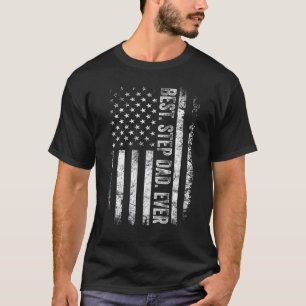 T-shirt Mens American Flag Step Papa Best Step Papa Père