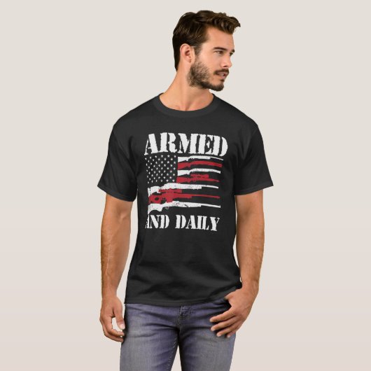 T-shirt Mens Armed And Dadly Deadly Father For Fathers Da (Devant entier)