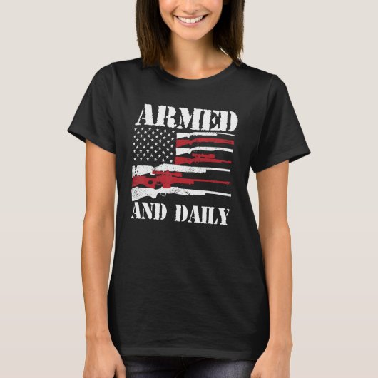 T-shirt Mens Armed And Dadly Deadly Father For Fathers Da (Devant)