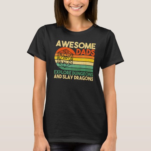 T-shirt Mens Awesome Dads Explorer Dungeons Dm Rpg Dice Dr (Devant)