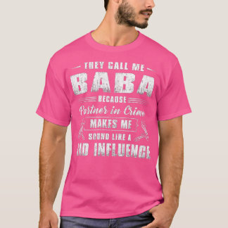 T-shirt Mens Baba Partner In Crime  Funny Grandpa Fathers 