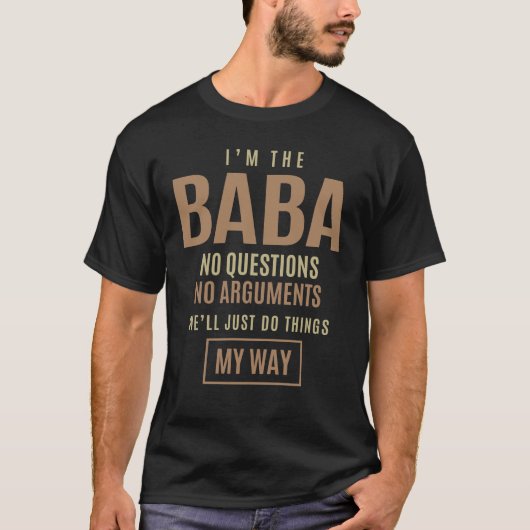 T-shirt Mens Baba Sans Questions Pas D'Arguments Drôle Pap (Devant)