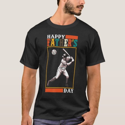T-shirt Mens Baseball Player Happy Father s Day (Devant)