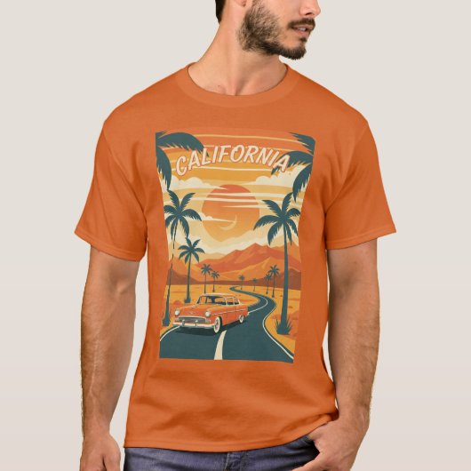 T-shirt Men's Basic T-ShirtRetro California Travel Poster  (Devant)