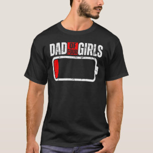 T-shirt Mens Batterie Faible Avec Dit Papa De Quatre Fille