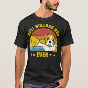 T-shirt Mens Best Bulldog Papa Ever Vintage English Bulldo