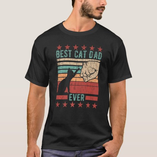 T-shirt Mens Best Cat Dad Ever  Fathers Day Retro Sunset D (Devant)