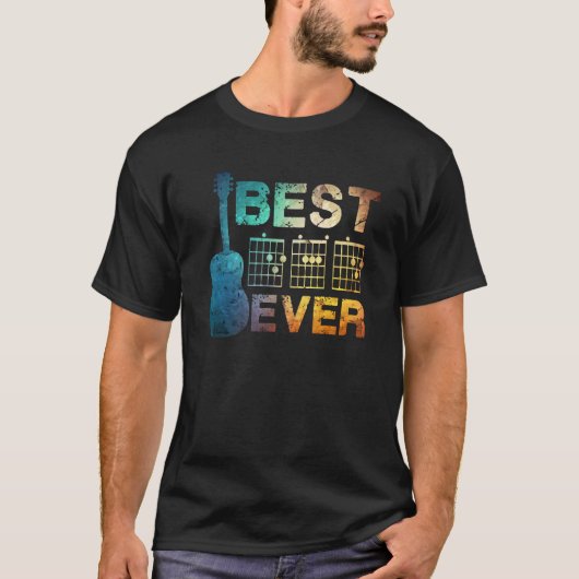 T-shirt Mens Best Dad Ever Guitar Chords Guitarist Father (Devant)