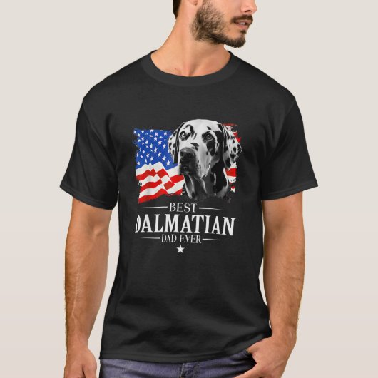 T-shirt Mens Best Dalmatian Dad Ever American Flag Father (Devant)