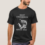 T-shirt Mens Best Fisherman Since 1932 Funny 90Th Birthday<br><div class="desc">Funny classic 1932 fisherman birthday shirt for men, 90th birthday shirt for men, 90 year old birthday gifts for men. Awesome cool fun quote sayings with fishing rod and bait fish graphic art design tee shirt clothing. Perfect born in 1932 birthday tshirt. Unique vintage style fishermen shirt gifts ideas for...</div>