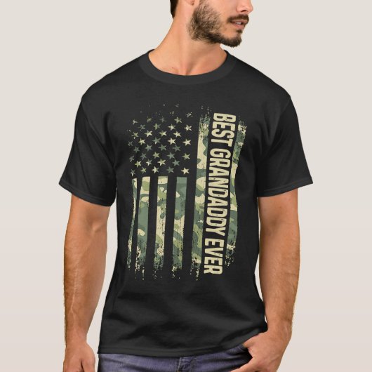 T-shirt Mens Best Grandaddy Ever Camo American Flag Father (Devant)