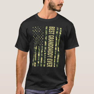 T-shirt Mens Best Granddaddy Ever Us Drapeau Américain Gra