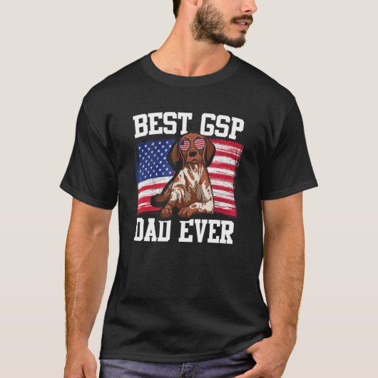T-shirt Mens Best GSP Dad Ever US Flag German Shorthaired (Devant)