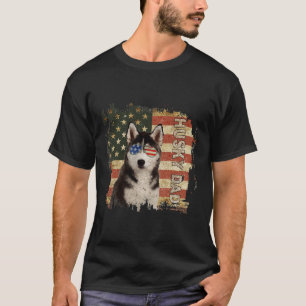 T-shirt Mens Best Husky Papa Jamais Drapeau Américain 4 ju