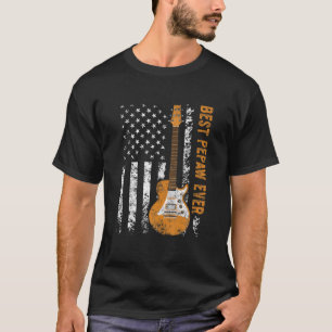 T-shirt Mens Best Pepaw Ever American Flag Guitare Christm
