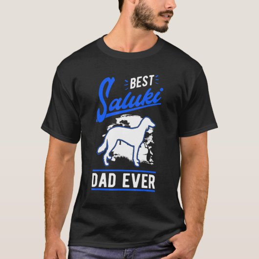 T-shirt Mens Best Saluki Dad Ever Long haired Greyhound Da (Devant)