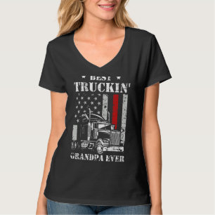 T-shirt Mens Best Truckin Grandpa Ever Flag Fathers Day