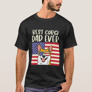 T-shirt Mens Best Welsh Corgi Papa Jamais Us Drapeau Patri